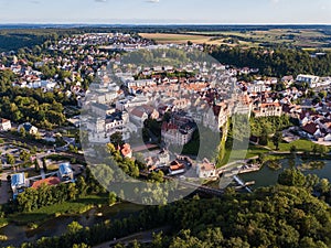 Aerial view of the castle Sigmaringen. Germany in the summer