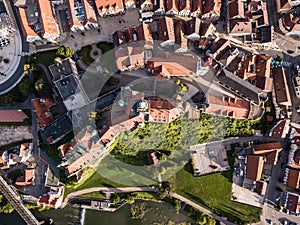 Aerial view of the castle Sigmaringen. Germany in the summer