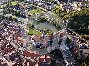 Aerial view of the castle Sigmaringen. Germany in the summer