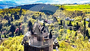 Aerial view of the castle in Vianden Luxembourg Europe