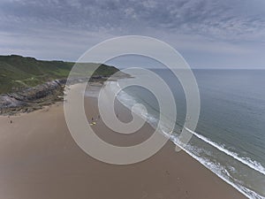 Aerial view of Caswell Bay in Swansea