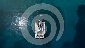 Aerial view of Catamaran in the sea