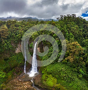 Aerial view of the Catarata del Toro waterfall in Costa Rica photo