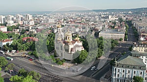 Aerial view of the Cathedral of the Assumption, Varna Bulgaria. Varna is the sea capital of Bulgaria.