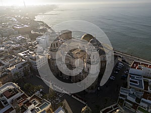 aerial view of the Cathedral of the Holy Cross of Cadiz, Spain photo