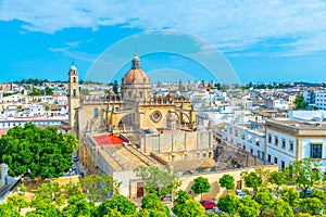 Aerial view of the cathedral of holy saviour in Jerez de la Frontera in Spain photo