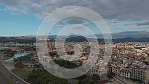 Aerial view Cathedral La Seu  and Palma cityscape. Balearic Islands. Spain