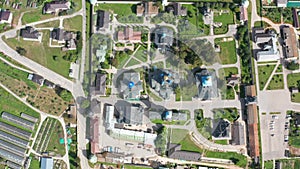 Aerial view on the Cathedral of the Nativity in Pafnutie monastery in Borovsk. Orthodox monastery on a summer day