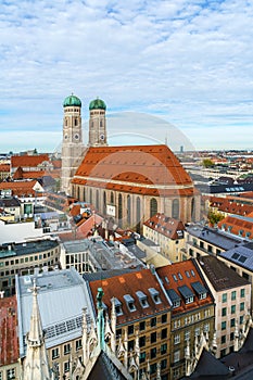 Aerial view of Cathedral of Our Dear Lady, The Frauenkirche in M