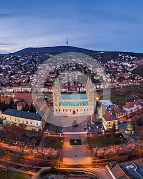 Aerial view of Cathedral in Pecs