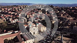 Aerial view of the Cathedral square of Santa Maria Maggiore or San Leoluca. Vibo Valentia, Calabria, Italy.