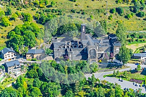 Aerial view of a catholic church of saint Maria of Meritxell at Andorra