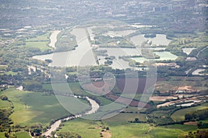 Aerial View of Caversham Lakes at Reading on the Berkshire Oxfordshire border