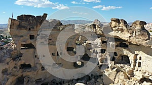 Aerial view of Cavusin-Cappadocia A lot of stone houses and churchs. ancient village