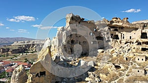 Aerial view of Cavusin-Cappadocia A lot of stone houses and churchs. ancient village Cavusin.