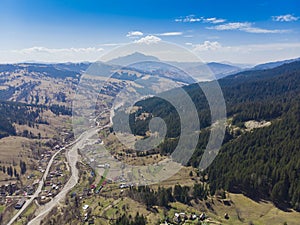 Aerial view of Ceahlau mountain