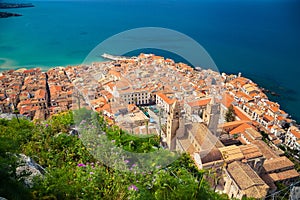 Aerial view of Cefalu Duomo Cathedral