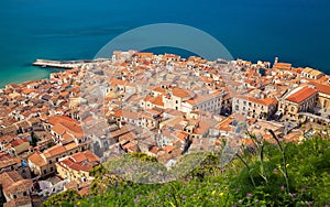 Aerial view of Cefalu old town