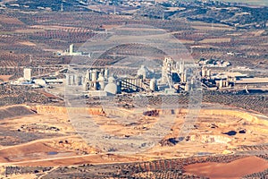 Aerial view of cement manufacturing factory photo