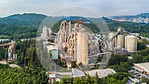 Aerial view cement plant factory manufacturing, Cement factory m