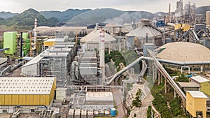 Aerial view cement plant factory manufacturing, Cement factory m