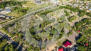 Aerial view cementry. Alley, peace photo