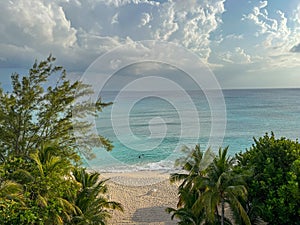 An aerial view of Cemetery Beach on Seven Mile Beach in Grand Cayman Island