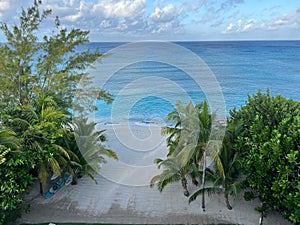 An aerial view of Cemetery Beach on Seven Mile Beach in Grand Cayman Island