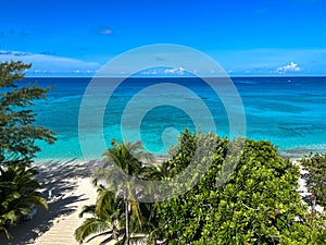 An aerial view of Cemetery Beach on Seven Mile Beach in Grand Cayman Island