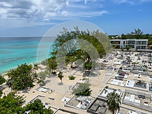 An aerial view of Cemetery Beach on Seven Mile Beach in Grand Cayman Island