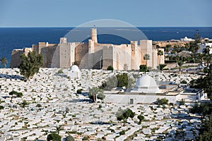 Aerial view on Cemetery Sidi el-Mezeri in Monastir. Tunisia