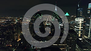 Aerial View Center City Philadelphia & Surrounding Area at Night