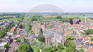 Aerial view on the center of Leerdam