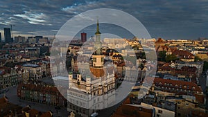 aerial view of the center of Poznan in Poland