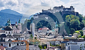 Aerial view on the center of Salzburg