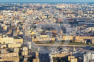 Aerial view of center and south of Moscow city