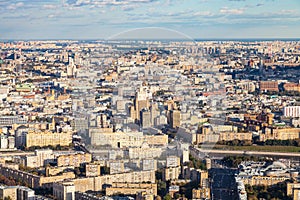 Aerial view of center and southwest of Moscow town