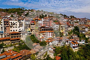 Aerial view of the center of Veliko Tarnovo, houses