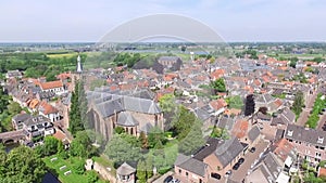 Aerial view on the center of Vianen