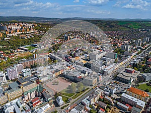 Aerial view of center Zlin, modern town in Moravia