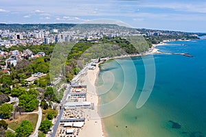 Aerial view of the central beach of the bulgarian town Varna photo