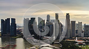 Aerial view of central business district, Singapore