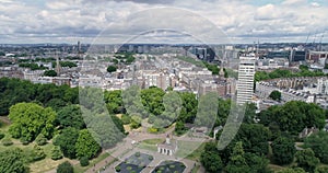 Aerial view of central London by the Italians gardens in Hyde park