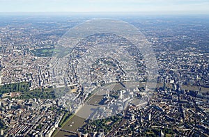 Aerial view of Central London and the River Thames photo