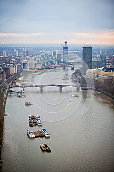 Aerial view of Central London and Thames River