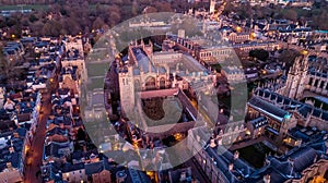Aerial evening view of central Oxford, UK photo