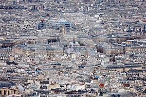 Aerial view of central Paris with Centre Georges Pompidou, Franc