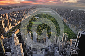 Aerial view of the Central park in Manhattan, New York.