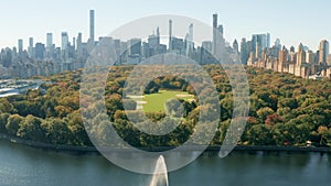 Aerial view Central Park Manhattan New York City 4K