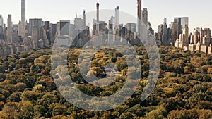 Aerial view Central Park Manhattan New York City 4K